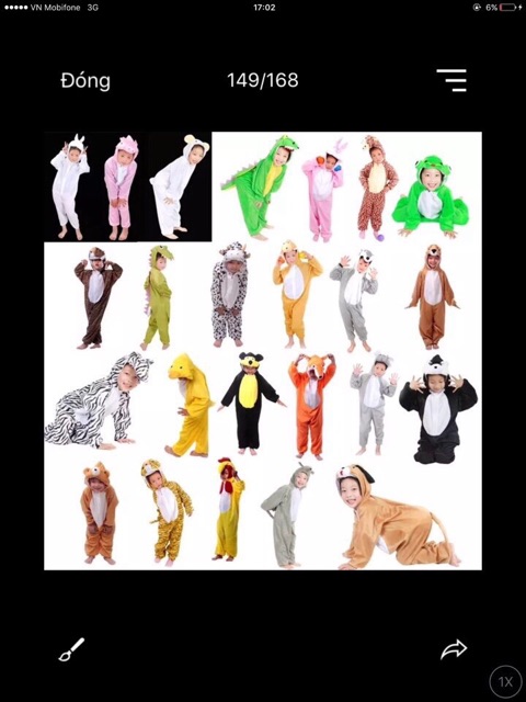 Bộ quần áo thú cosplay  hoá trang biểu diễn sân khấu gà vịt thỏ cáo ếch sói voi hổ