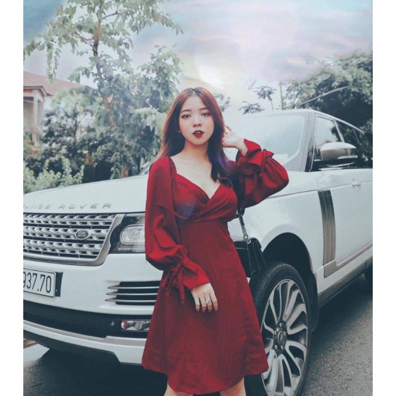 ⚡️𝐌𝐈𝐄̂̃𝐍 𝐏𝐇𝐈́ 𝐒𝐇𝐈𝐏⚡️ĐẦM BIGSIZE GIÁNG SINH VẠT CHÉO TAY DÀI DÁNG XÒE, MÀU ĐỎ ĐO