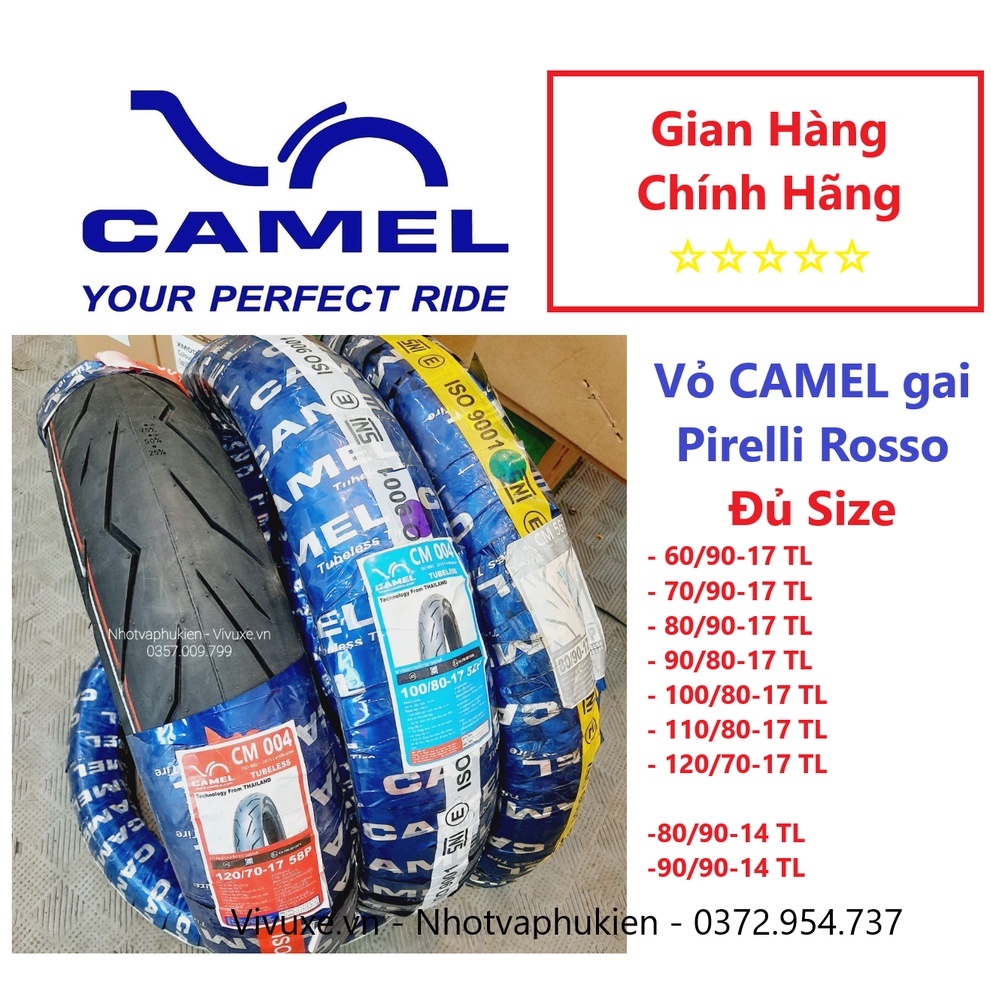 [1 vỏ] Vỏ Camel Gai Pirelli Rosso xe số, côn tay đi mâm nhỏ không ruột hoặc xài ruột đều được