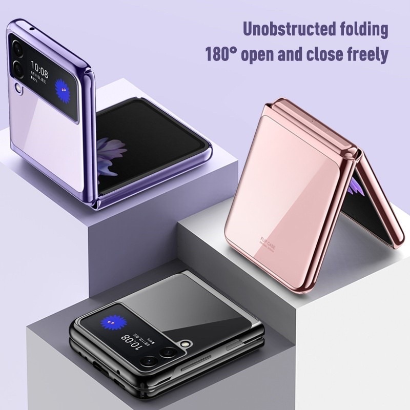 Ốp likgus trong cứng viền màu cho Samsung Z Flip 3 5G sang trọng Full Box