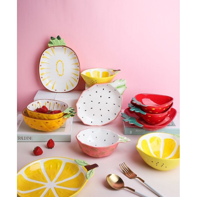 🍍🍋Bát đĩa sứ hình hoa quả 3D