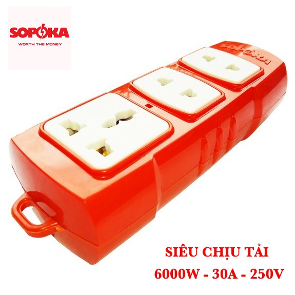 Ổ điện chịu tải SAPOKA 6000w 3 lỗ cắm Loại Chính Hãng Việt Nam