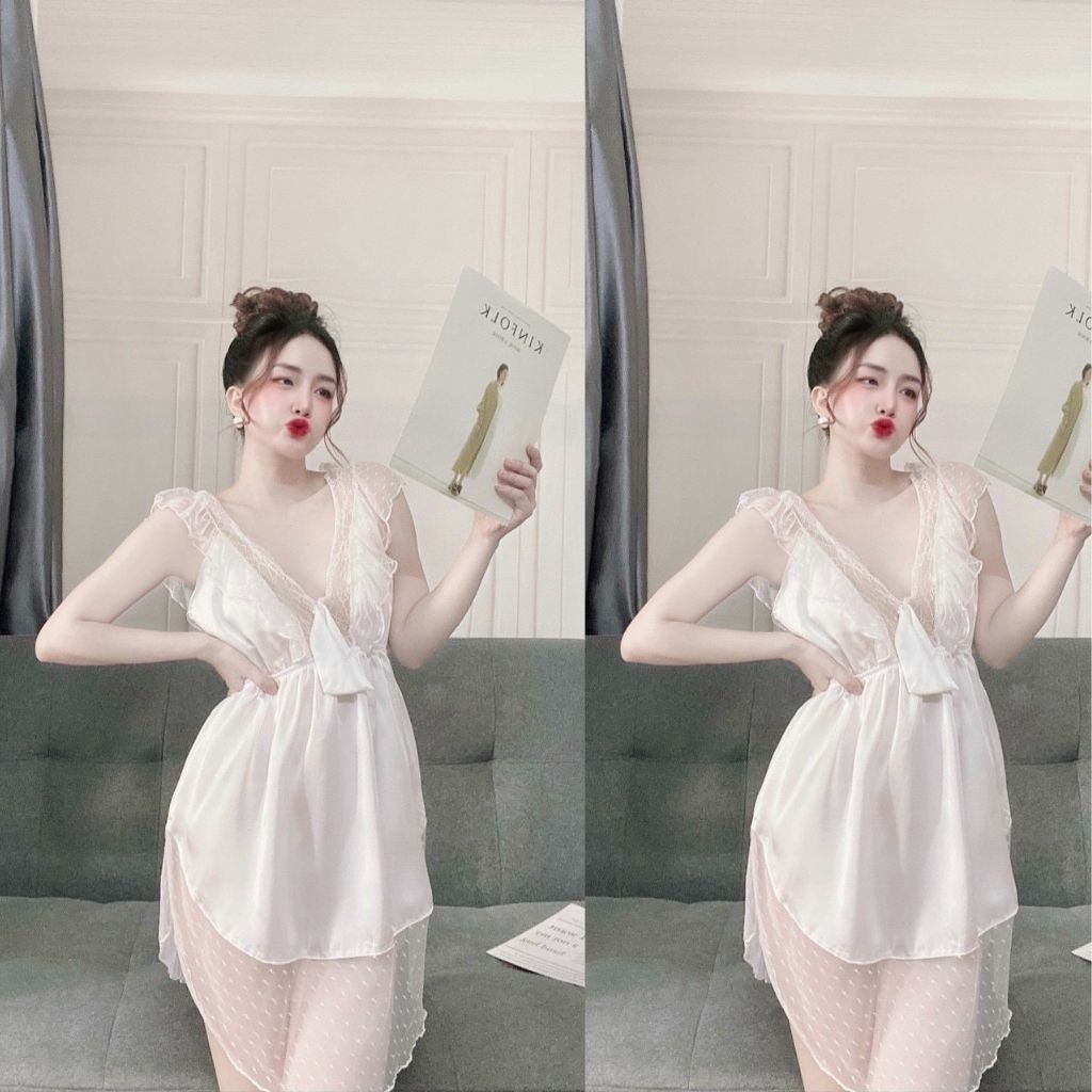 Váy ngủ sexy ❣️FREE SHIP❣️ Đầm ngủ sexy lụa Satin Chất Siêu Mát Dáng Siêu Xinh