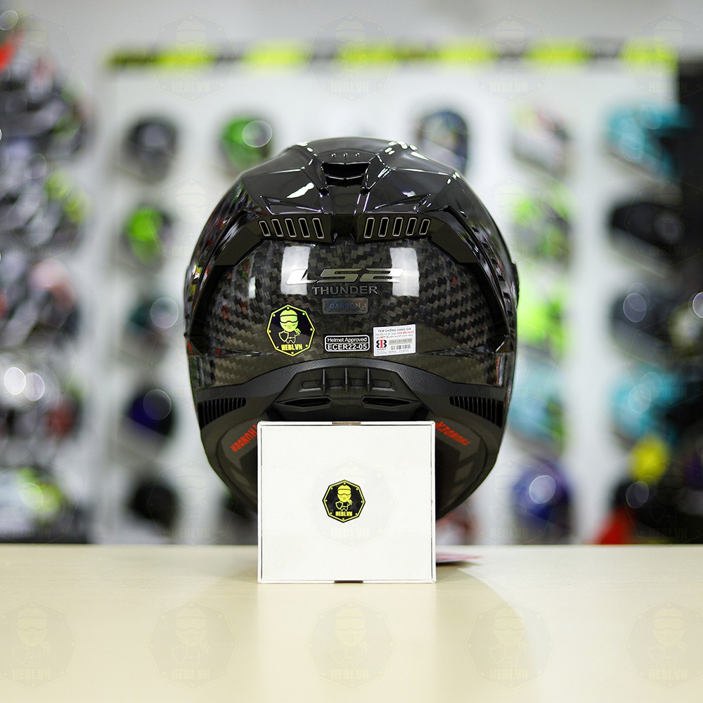 Nón Fullface LS2 FF805 Thunder Full Carbon Bóng + Tặng Kèm Kính Đen Chính Hãng Freeship