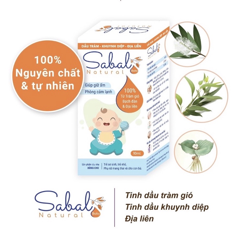 Tinh dầu tự nhiên Tràm gió Bạch đàn Khuynh diệp cho bé Sabal