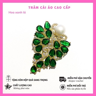 Trâm cài hoa xanh lá - trâm cài áo cao cấp