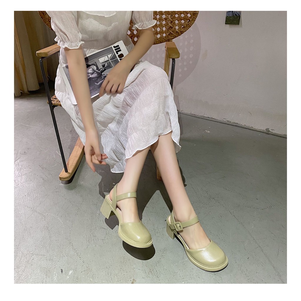 Giày nữ phong cách Ulzzang- Order Taobao |Giày nữ gót vuông 5 cm siêu xinh