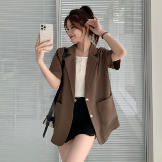 Áo khoác vest blazer nữ Tay dài Form rộng Thiết kế Hàn Quốc Blazer nữ Dài tay Form rộng 2 lớp Thời trang