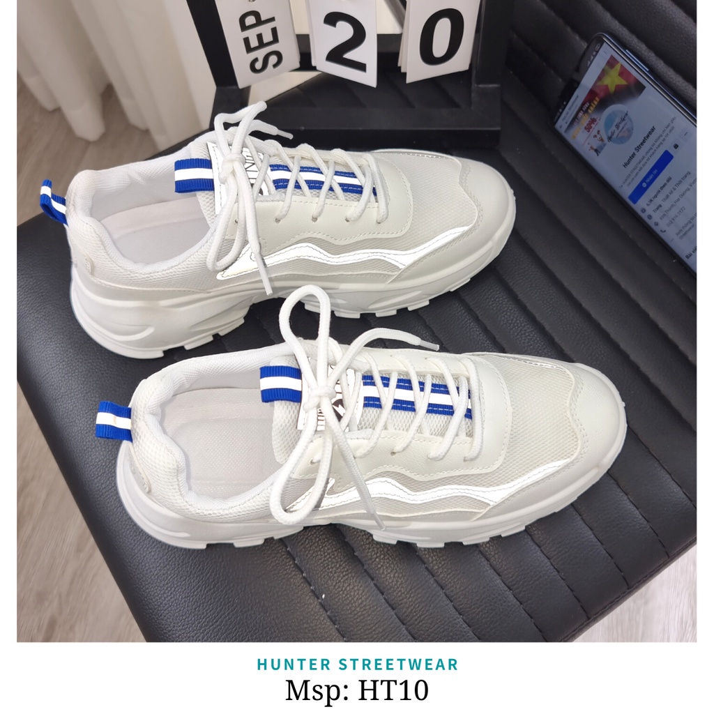 Giày Nam 5cm - Trắng - Phản Quang HT10 - Full size 39-44《HÌNH TẠI SHOP》