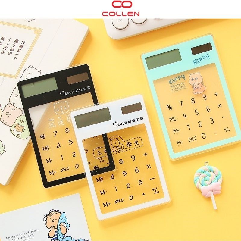 Máy tính mini đẹp bỏ túi trong suốt phím cảm ứng, máy tính chạy bằng năng lượng mặt trời COLLEN LIFE