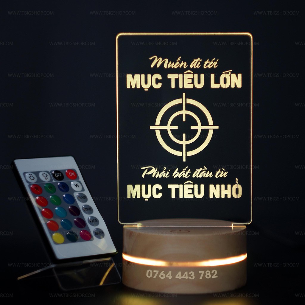 Đèn tạo động lực - TBIG [Muốn đi tới mục tiêu lớn phải bắt đầu từ mục tiêu nhỏ] để bàn trang trí [TRANH TREO CÔNG TY]