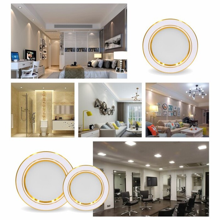 Đèn led âm trần 7w viền vàng 3 chế độ - Phi 90