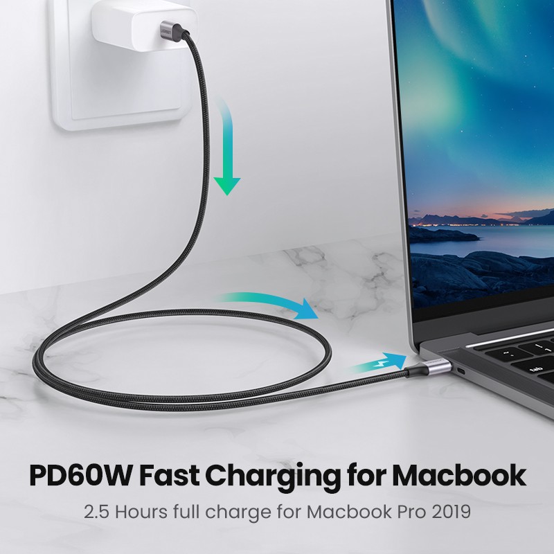 Dây cáp sạc Ugreen USB Type C thích hợp cho Samsung Xiaomi Air Macbook iPad Pro 12.9 2020/ 2018/ 2017