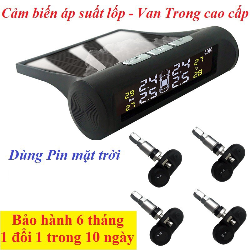 Cảm Biến Áp Suất Lốp Ô Tô TPMS Phiên Bản QUỐC TẾ Màn Hình Màu Dùng Năng Lượng Mặt Trời [ Van Trong]