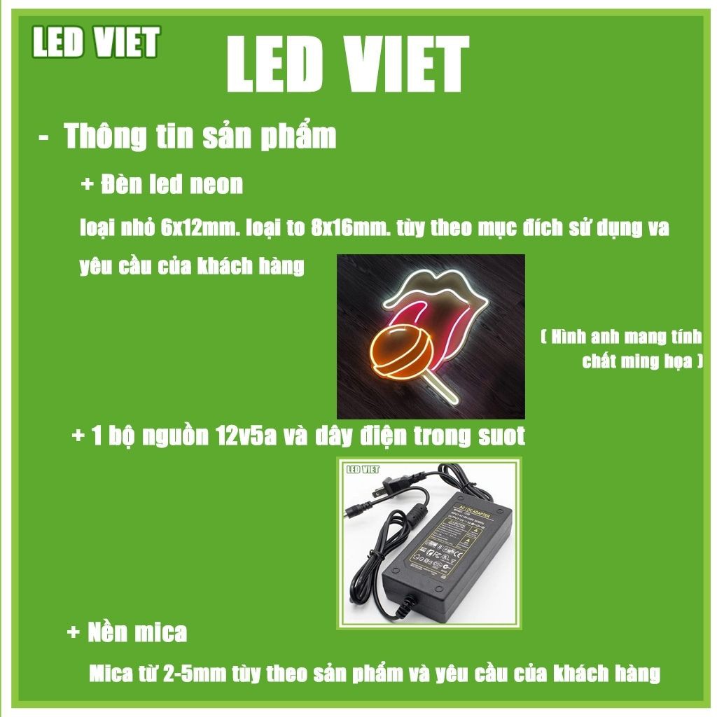Đèn neon sign đèn trang trí đèn LED neon 12v flex uốn chữ  theo yêu cầu mẫu Fruit