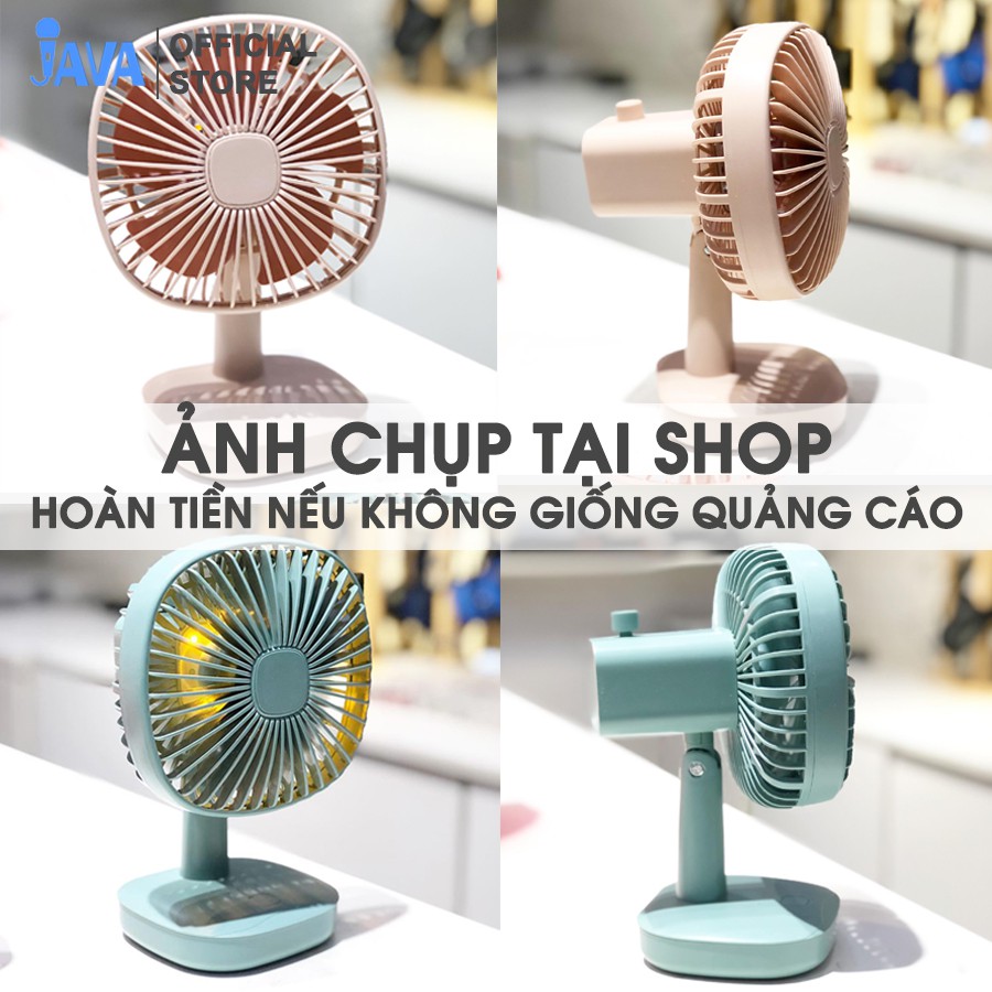 [LOẠI XỊN LỒNG XOAY - CÓ ĐÈN] Quạt tích điện mini Yase Fan-JAVA V1 - Có chân để bàn - 3 tốc độ gió - Dùng 2-4h | BigBuy360 - bigbuy360.vn