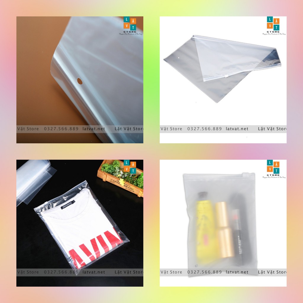 Túi Ziplock, Zipper 3A 12 kích thước nhựa có khoá kéo trong và đục có thiết kế logo đựng đồ tiện lợi, đựng đồ dơ
