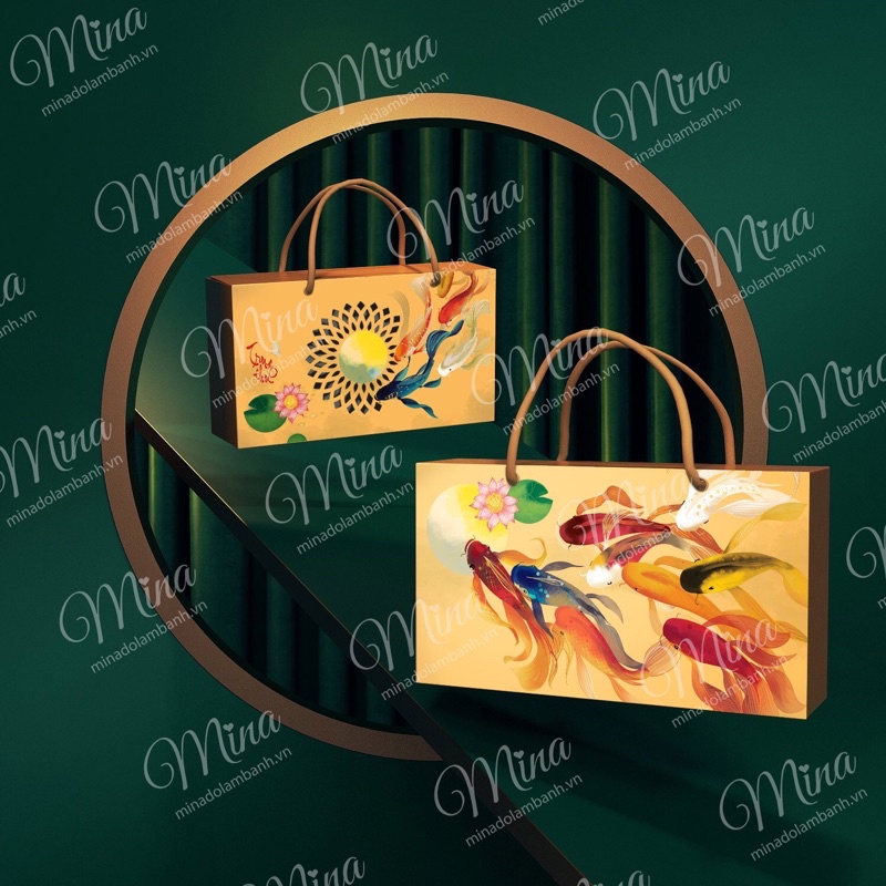 Hộp đựng bánh Trung Thu 2 bánh LÝ NGƯ