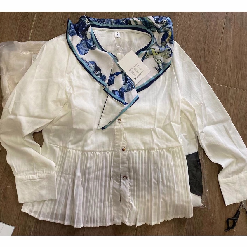 Áo Sơ Mi Cổ Búp Bê Màu Trắng Phong Cách Retro Pháp Thời Trang Xuân Thu 2022 Cho Nữ