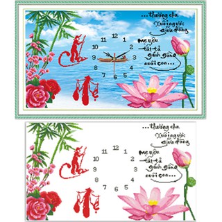 Tranh Đính Đá ABC 3D Đồng Hồ Thương Cha Xuôi Ngược Giữa Dòng 61002 (KHÁCH TỰ ĐÍNH) KT:77X48CM
