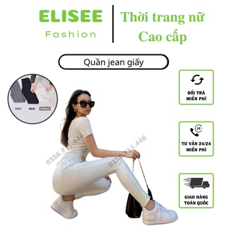 Quần Jeans giấy 💥 SIÊU XINH 💥 quần bò nữ mặc siêu thích - 1 cúc 3 màu: đen, ghi, trắng