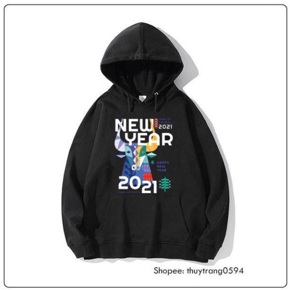 Áo HoodieTết Tân Sửu 2021 màu đen đỏ trắng - Form rộng Unisex