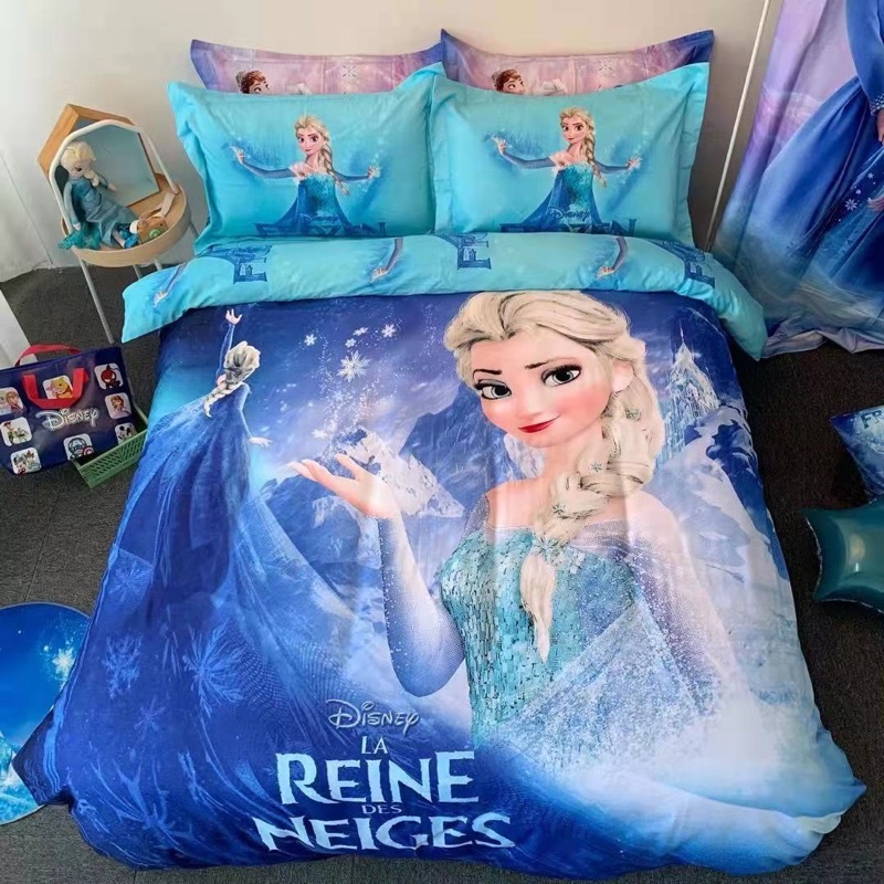 Bộ ga giường disney cotton cao cấp công chúa elsa, mickey, siêu nhân