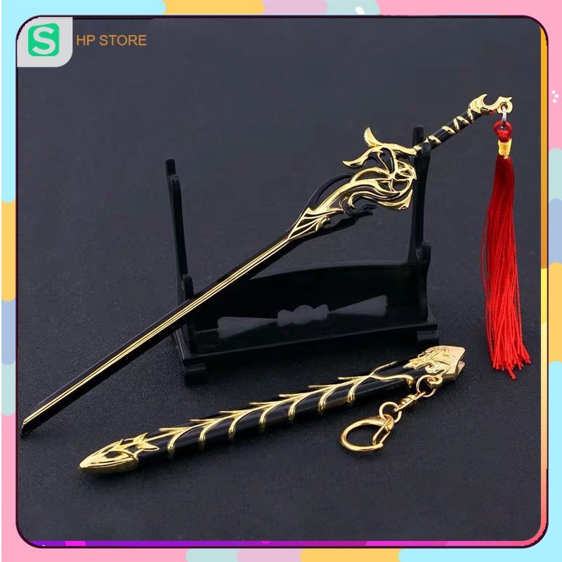 Mô hình kiếm hiệp màu đen vàng bằng kim loại siêu đẹp