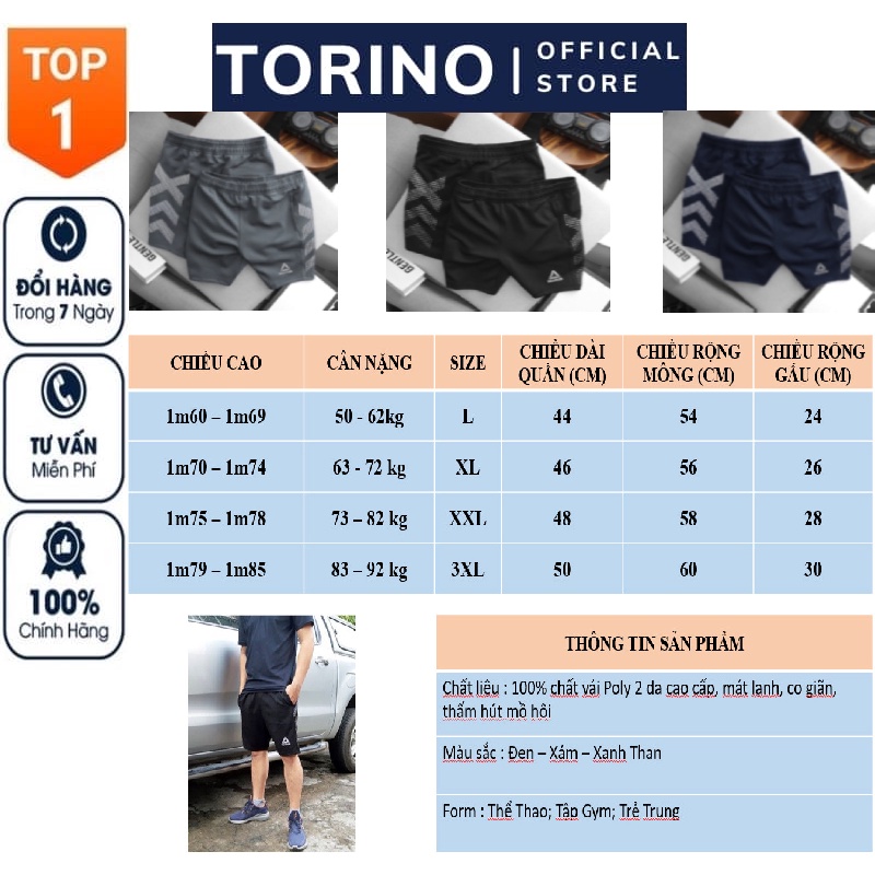 [ 𝐑𝐄𝐄𝐁𝐎𝐊 ] Quần đùi nam short thể thao tập gym chạy bộ co giãn vải 2 da nhập khẩu cao cấp mềm mịn