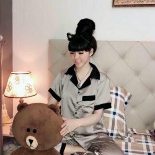 Set bộ phi lụa phối màu hàng shop cao cấp