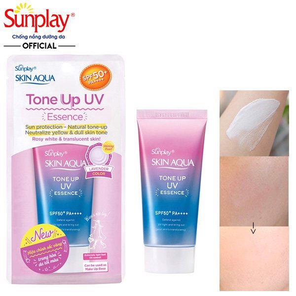 Kem chống nắng tinh chất hiệu chỉnh sắc da Sunplay Skin Aqua Tone Up UV Essence Lavender SPF50+ PA++++ 50g