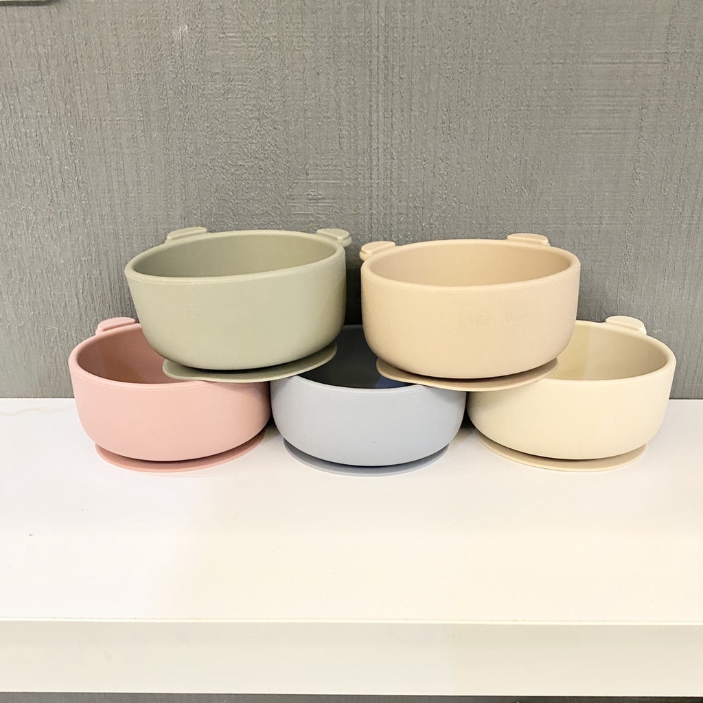 Bát ăn dặm hình Gấu có đế hít chống đổ Bar - Rot Silicon FOOD BOWL chính hãng Hàn Quốc | Bát ăn dặm silicon cho bé