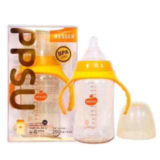 Bình sữa PPSU Cổ rộng Wesser 260ml