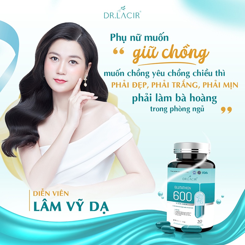 Combo 6 hộp viên uống trắng da ng.ừa n.ám DR.LACIR GLUTATHION 600 DR600