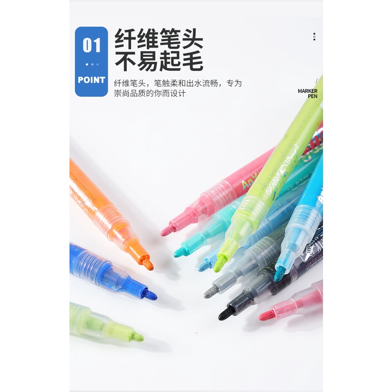 24 Color Acrylic Pen Marker Pen Office School Stationery Journal Diary Scrapbook Label Mark Decoration Pen