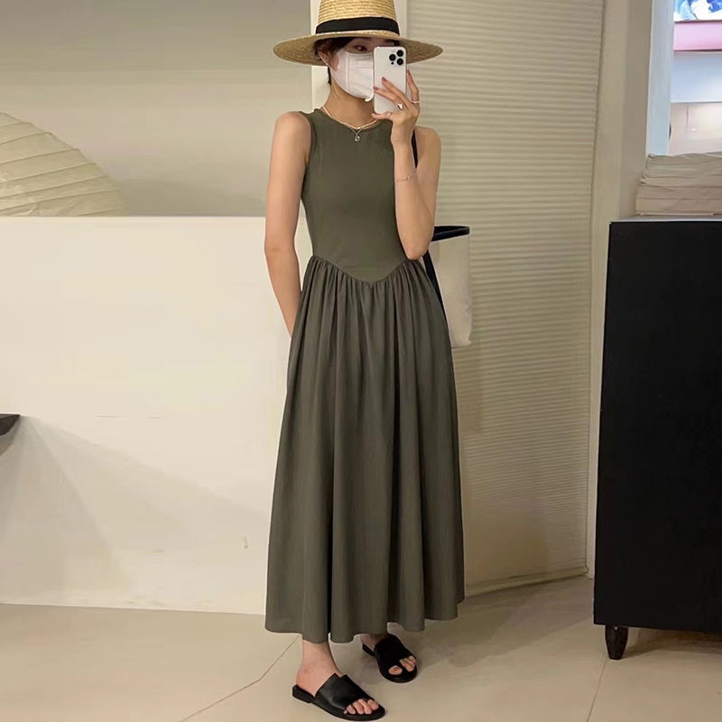 ◊❈✒Hàng Mới Về Đầm Dài Không Tay Cổ Tròn Dáng Ôm Thời Trang Mùa Hè Hàn Quốc Dành Cho Nữ