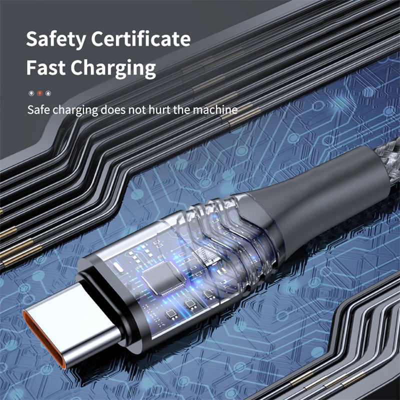 Cáp Sạc Nhanh Type C USB 6A Bện Hợp Kim Bền Cho Tất Cả Điện Thoại Thông Minh