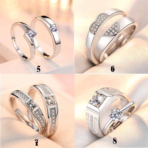 Nhẫn đôi nhẫn cặp nam nữ mẫu mã đẹp freesize Zircon Lấp lánh thời trang hàn quốc Mẫu mới 2019 -Tặng Hộp