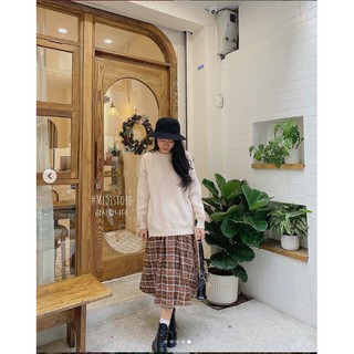 Chân váy caro dạ xoè