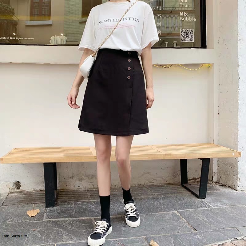 [ Mã FADIRECT20 giảm 20K đơn 150K] chân váy chữ A phối cúc | BigBuy360 - bigbuy360.vn