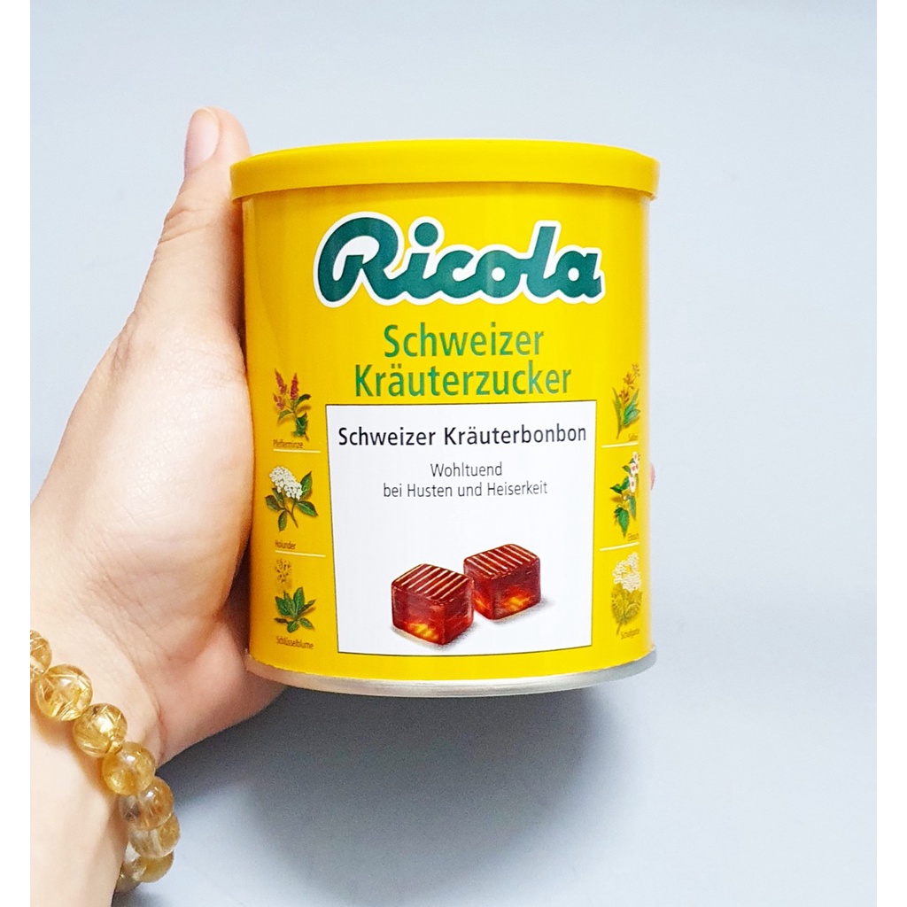 Kẹo Thảo Mộc (ngậm) giảm Ho Ricola hộp 250g của Đức (hương vị thảo mộc tự nhiên)