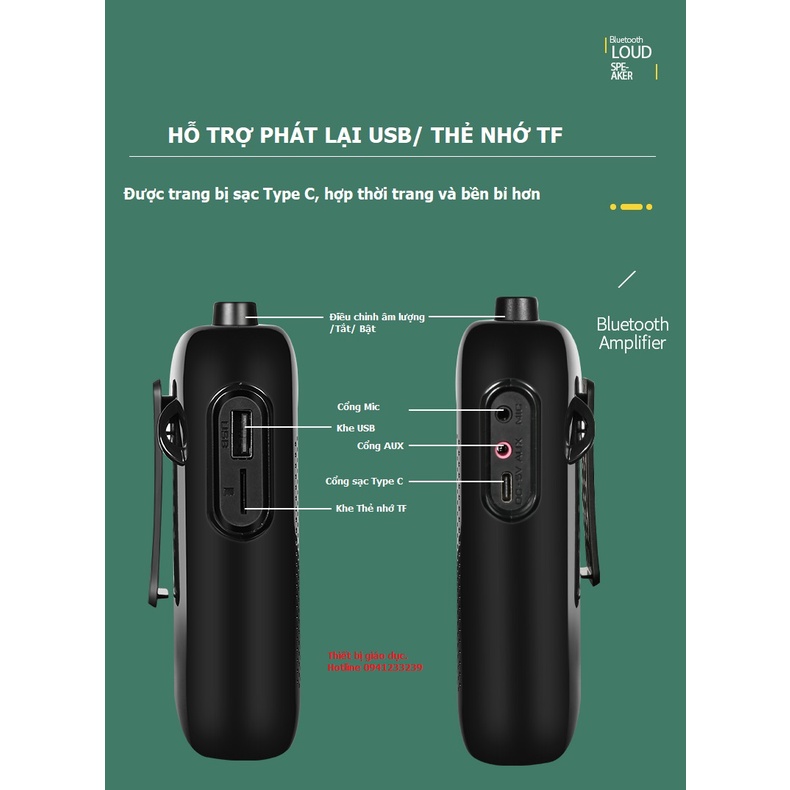 Máy Trợ Giảng Không Dây Aporo T30 UHF Kết Nối Bluetooth 5.0 Chính hãng