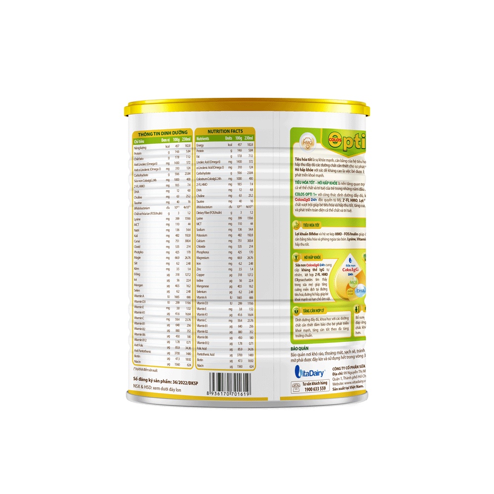 Sữa bột Colos Opti 0+ 800g - VitaDairy