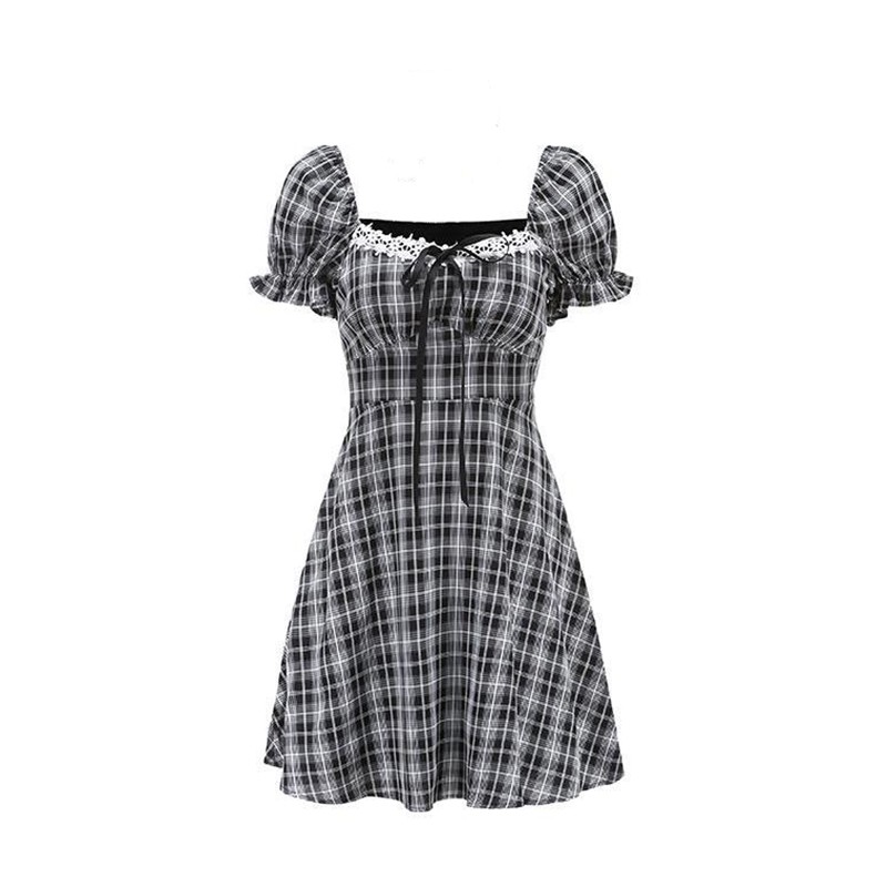 Đầm Caro Cổ Vuông Tay Phồng Thời Trang Hè Xinh Xắn Cho Nữ | BigBuy360 - bigbuy360.vn