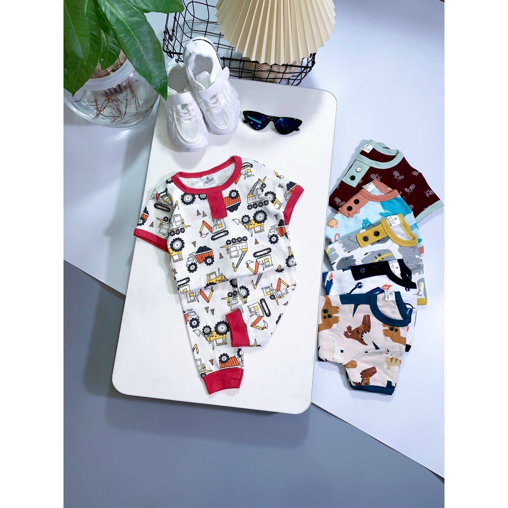 Bộ áo cộc quần dài bé trai hàng vnxk chất cotton borip mềm mại lắm nhé thấm hút mồ hôi tốt co giãn mặc thoáng ảnh thật