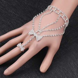 Lắc Tay Nữ Nơ Pha Lê Chuỗi Kèm Nhẫn Ngọt Ngào