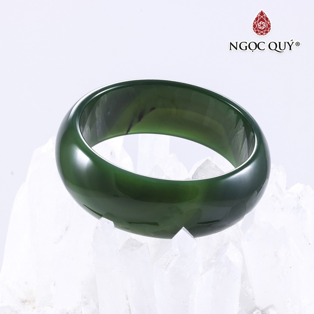 Vòng tay mã não xanh bản hẹ dày ni 58 - Ngọc Quý