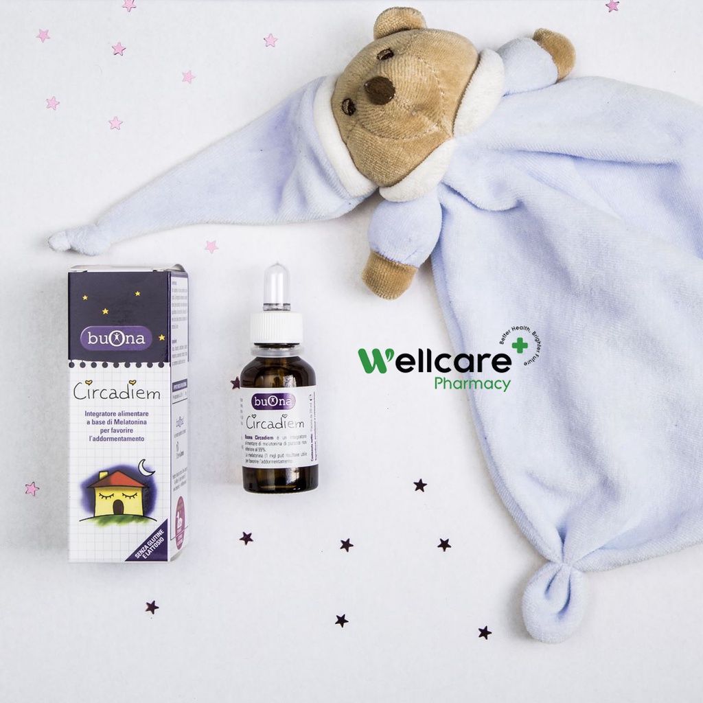 Buona Circadiem  - Siro Melatonin tinh khiết 99%, hỗ trợ bé ngủ ngon , trẻ sơ sinh giảm khóc đêm