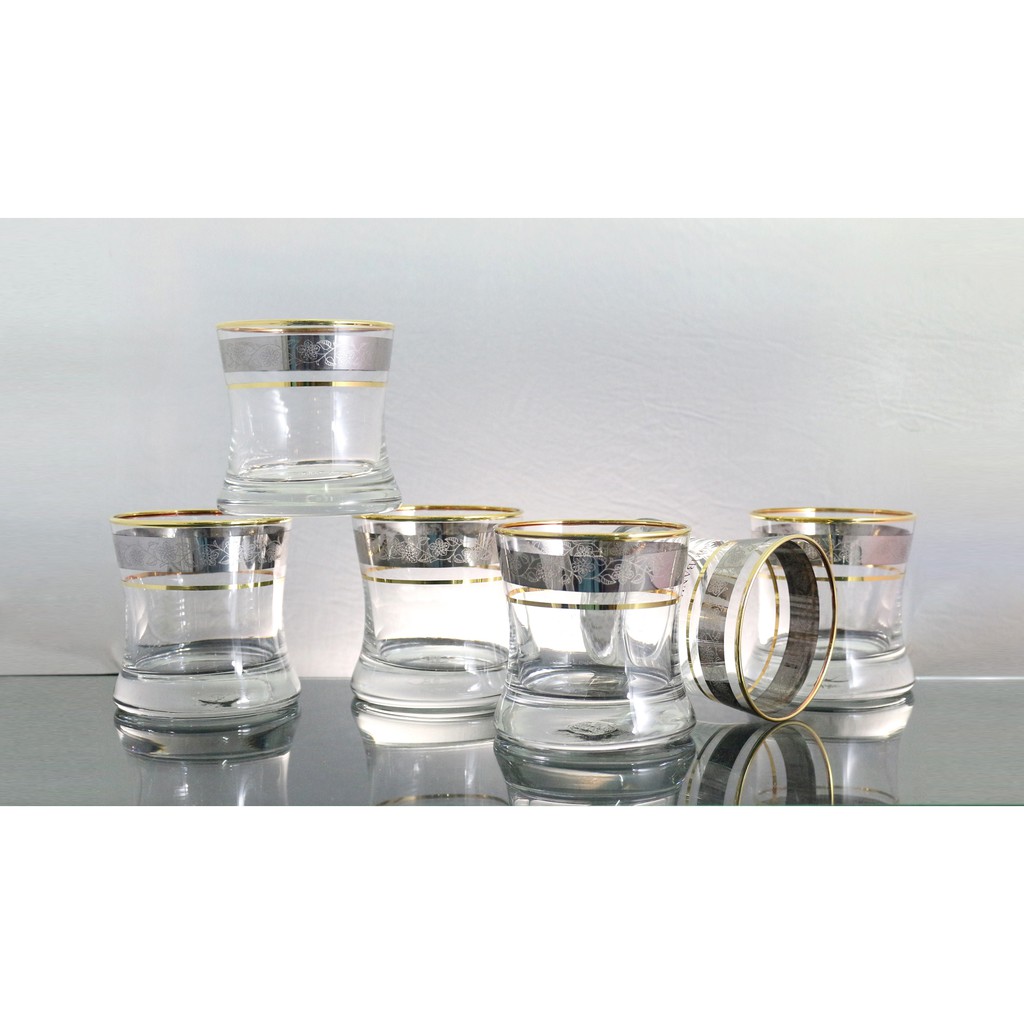 Bộ cốc thủy tinh Ocean khảm bạc 255ml (Bộ 6 chiếc)