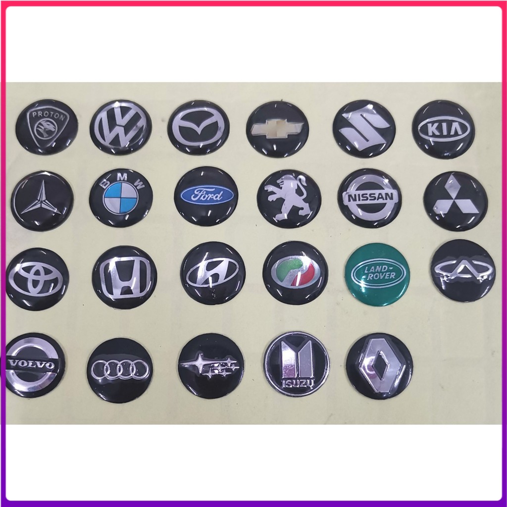 Set 50 logo 14mm Đính Pha Lê Trang Trí Chìa Khóa Điều Khiển Từ Xa Cho Xe Hơi